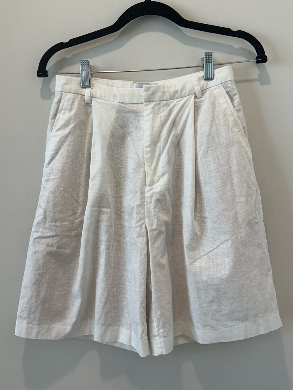 Lucy Paris Laney Bermuda Shorts White Cotton Linen Capri Pants Size Small
